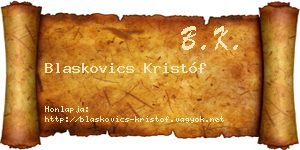 Blaskovics Kristóf névjegykártya